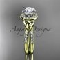 14kt yellow gold diamond celtic trinity knot engagement ring with a Moissanite center stone CT7373