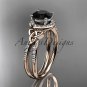 14kt rose gold diamond celtic trinity knot wedding ring with a Black Diamond center stone CT7373