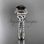 Platinum diamond celtic trinity knot wedding ring with a Black Diamond center stone CT7373