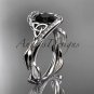 Platinum celtic trinity knot engagement ring with Black Diamond center stone CT764