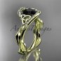 14kt yellow gold celtic trinity knot engagement ring with Black Diamond center stone CT764