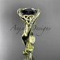 14kt yellow gold celtic trinity knot engagement ring with Black Diamond center stone CT764