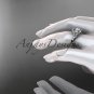 14kt white gold celtic trinity knot engagement ring with Moissanite center stone CT764