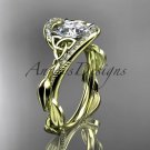 14kt yellow gold celtic trinity knot engagement ring with  Moissanite center stone CT764