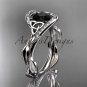 14kt white gold celtic trinity knot engagement ring with Black Diamond center stone CT764