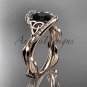 14kt rose gold celtic trinity knot engagement ring with Black Diamond center stone CT764