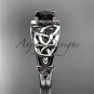 Platinum celtic trinity knot engagement ring with a Black Diamond center stone CT765