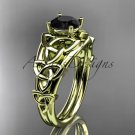 14kt yellow gold celtic trinity knot engagement ring with a Black Diamond center stone CT765