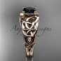 14kt rose gold celtic trinity knot engagement ring with a Black Diamond center stone CT765