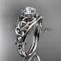 Platinum  celtic trinity knot engagement ring with a Moissanite center stone CT765