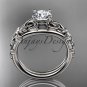 Platinum  celtic trinity knot engagement ring with a Moissanite center stone CT765