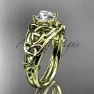 14kt yellow gold celtic trinity knot engagement ring with a Moissanite center stone CT765