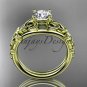 14kt yellow gold celtic trinity knot engagement ring with a Moissanite center stone CT765