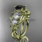 14kt yellow gold celtic trinity knot engagement ring with Black Diamond center stone CT769