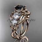 14kt rose gold celtic trinity knot engagement ring with Black Diamond center stone CT769