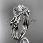 Platinum  celtic trinity knot diamond wedding ring with Black Diamond center stone CT785