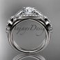 Platinum  celtic trinity knot diamond wedding ring with Black Diamond center stone CT785