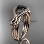 14kt rose gold celtic trinity knot diamond wedding ring with Black Diamond center stone CT785