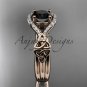 14kt rose gold celtic trinity knot diamond wedding ring with Black Diamond center stone CT785