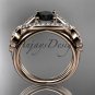 14kt rose gold celtic trinity knot diamond wedding ring with Black Diamond center stone CT785