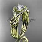 14k yellow gold celtic trinity knot engagement ring ,wedding ring with Moissanite center stone CT785