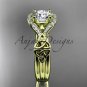 14k yellow gold celtic trinity knot engagement ring ,wedding ring with Moissanite center stone CT785