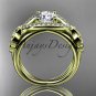 14k yellow gold celtic trinity knot engagement ring ,wedding ring with Moissanite center stone CT785