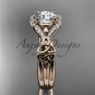 14kt rose gold celtic trinity knot engagement ring ,wedding ring with Moissanite center stone CT785