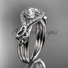 14kt white gold celtic trinity knot engagement ring ,diamond wedding ring CT785