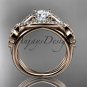 14kt rose gold celtic trinity knot engagement ring ,diamond wedding ring CT785
