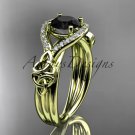 14kt yellow gold celtic trinity knot diamond wedding ring with Black Diamond center stone CT785
