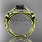 14kt yellow gold celtic trinity knot diamond wedding ring with Black Diamond center stone CT785