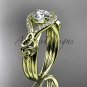 14kt yellow gold celtic trinity knot engagement ring ,diamond wedding ring CT785