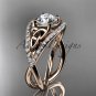 14kt rose gold celtic trinity knot engagement ring ,diamond wedding ring CT788