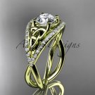 14kt yellow gold celtic trinity knot engagement ring ,diamond wedding ring CT788