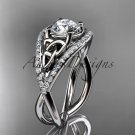 14kt white gold celtic trinity knot engagement ring with Moissanite center stone CT788