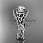 14kt white gold celtic trinity knot engagement ring with Moissanite center stone CT788
