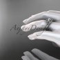 14kt white gold celtic trinity knot engagement ring with Moissanite center stone CT788