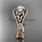 14kt rose gold celtic trinity knot engagement ring with Moissanite center stone CT788