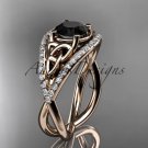 14kt rose gold celtic trinity knot diamond wedding ring with Black Diamond center stone CT788
