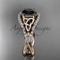 14kt rose gold celtic trinity knot diamond wedding ring with Black Diamond center stone CT788