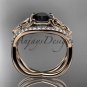 14kt rose gold celtic trinity knot diamond wedding ring with Black Diamond center stone CT788