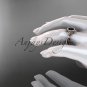 14kt rose gold celtic trinity knot diamond wedding ring with Black Diamond center stone CT788