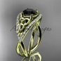 14kt yellow gold celtic trinity knot diamond wedding ring with Black Diamond center stone CT788
