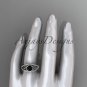 Platinum celtic trinity knot diamond wedding ring with Black Diamond center stone CT788