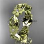 14kt yellow gold diamond flower wedding ring,engagement ring,wedding band. ADLR191