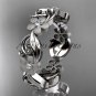 14kt white gold diamond flower wedding ring, engagement ring, wedding band ADLR191