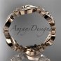 14kt rose gold diamond flower wedding ring, engagement ring, wedding band ADLR191