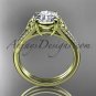 14kt yellow gold celtic trinity knot engagement ring with a Moissanite center stone CT7108