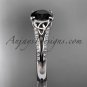 14kt white gold celtic trinity knot engagement ring with a Black Diamond center stone CT7108